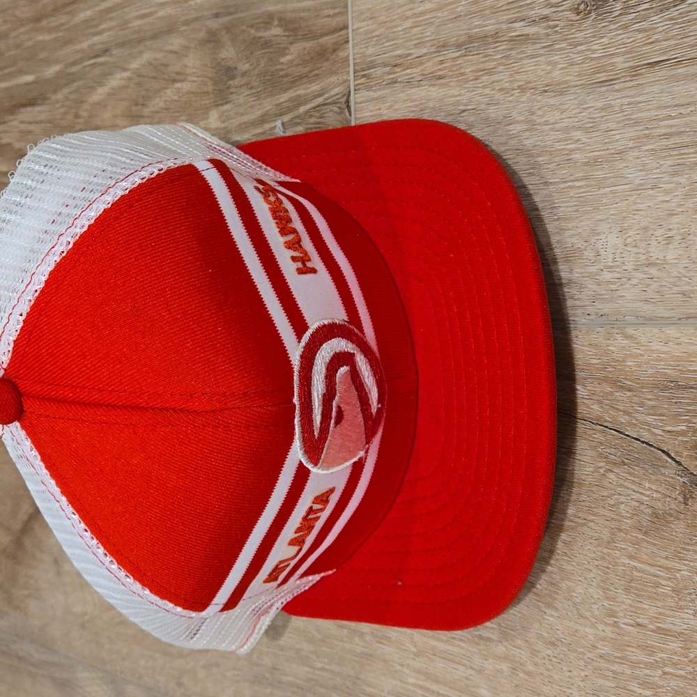 Vtg 80s NWOT AJD Super Stripe Atlanta Hawks mesh snapback Trucker hat NBA